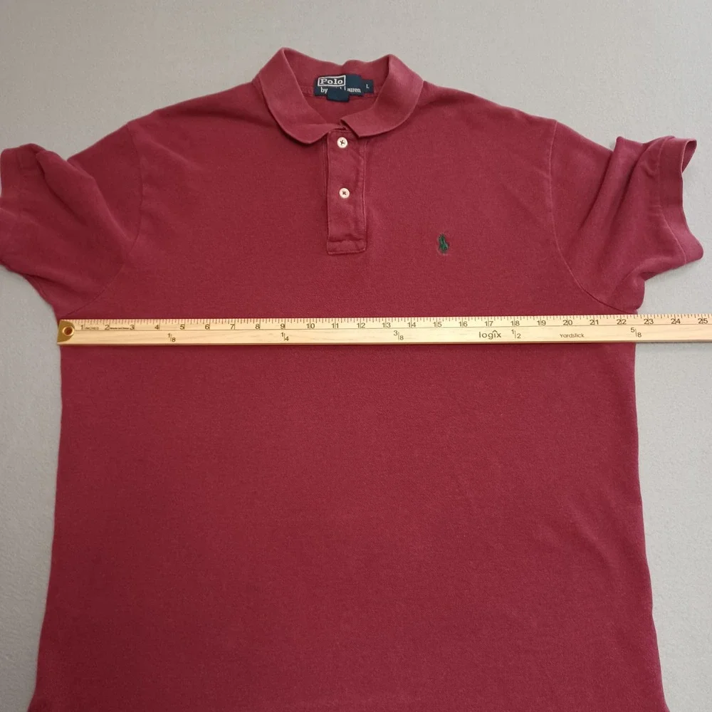 Polo Ralph Lauren Polo Shirt Mens L Burgundy Short Sleeve Pique Cotton Classic